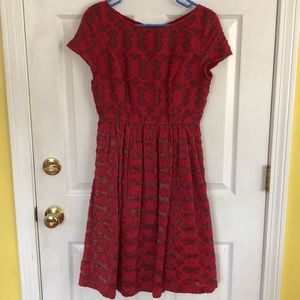 Anthropologie Red Lace Party Dress